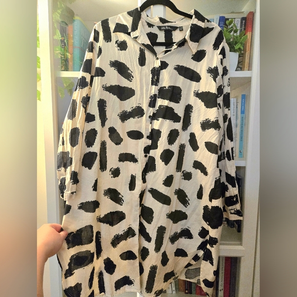 ✨️HOST PICK✨️ 100% Cotton Abstract Print Button Down Dress by Ulla Popken - Picture 2 of 15